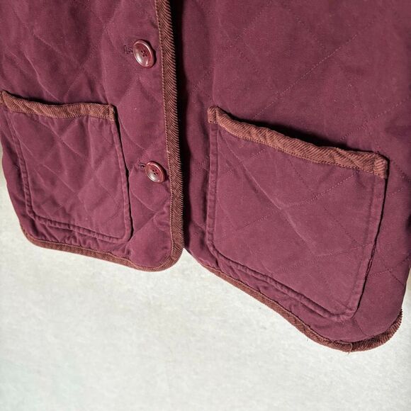 Eddie Bauer Women’s Quilted Barn Jacket Burgundy Corduroy Trim Size Small - Picture 4 of 11